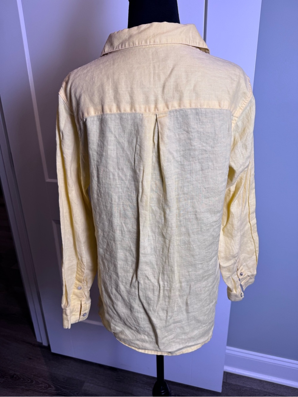 David N. Lightweight Button-Up Linen Shirt butter Yellow vintage - Picture 4 of 7